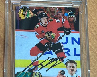 2023 Connor Bedard Rookie ACEO Patch Facsimile Autographed Prospect RC Rookie ACEO Graded Chicago Limited Edition #98