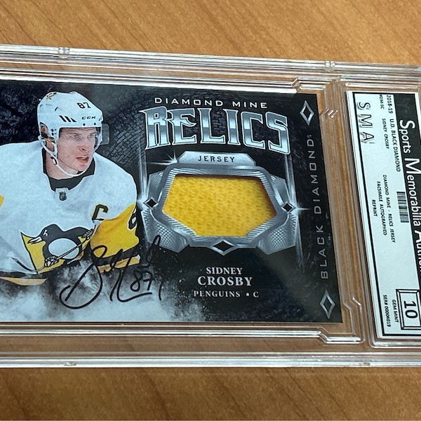 Sidney Crosby 2018-19 Jersey Patch & Facsimile Autographed Diamond Mine Relics Auto Reprint Graded #DM-SC Rp Pittsburgh Penguins