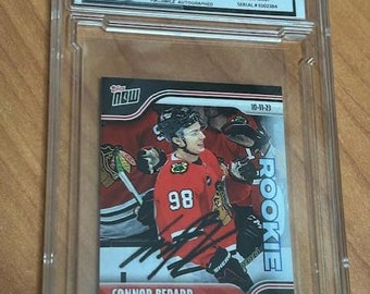 2023 Connor Bedard Rookie Topps Now Facsimile Autographed Prospect RC Rookie Rare Graded Chicago Limited Edition - First Career Goal