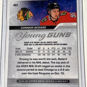 2023 Connor Bedard Young Guns Rookie Prospect RC 451 BV Rare RAW Chicago Blackhawks Card Reprint Card image 2