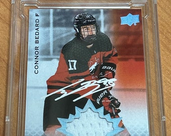 2021 Connor Bedard Rookie Game Jersey Patch Facsimile Autographed Prospect RC Team Canada World Juniors card no#32 Graded Reprint