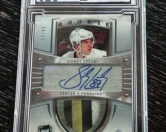 Sidney Crosby 2005/06 Rookie UD Upper Deck The Cup Jersey Patch Auto Reprint Graded bv #180 RP