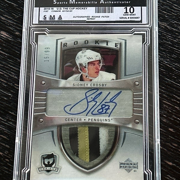 Sidney Crosby 2005/06 Rookie UD Upper Deck The Cup Jersey Patch Auto Reprint Graded bv #180 RP