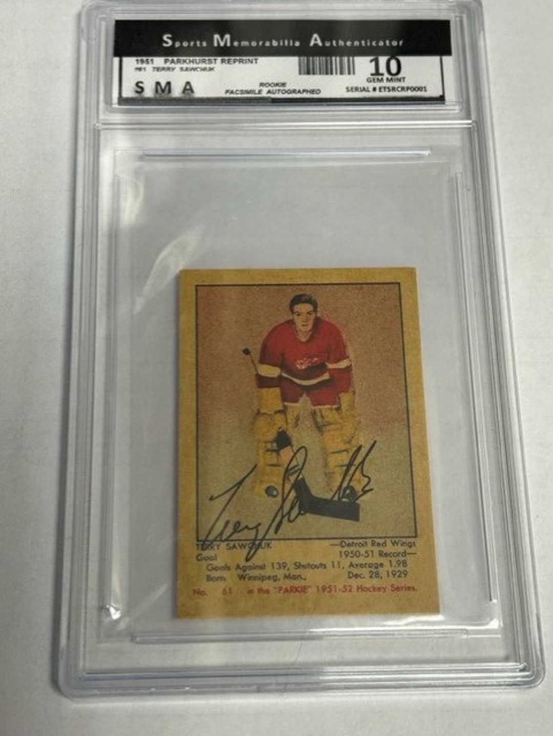 1951 Terry Sawchuk Facsimile Autographed Parkhurst Parkie Etsy Canada
