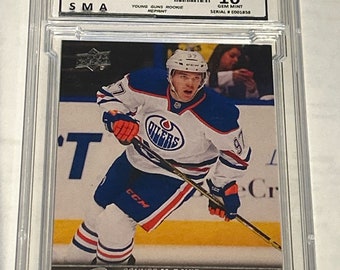 2015-16 Connor Mcdavid young guns Rookie Reprint Graded BV Upper Deck #201 RC RP