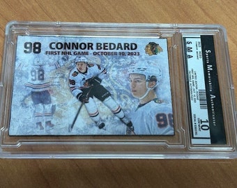 2023 Connor Bedard Facsimile Autographed Prospect RC Rookie First Game Aceo BV Rare Graded Chicago Blackhawks Card