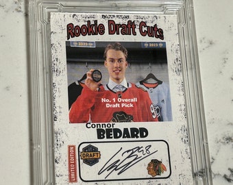 2023 Connor Bedard Rookie Draft Cuts Facsimile Autographed Prospect RC Rookie ACEO Box Top BV Rare Graded Chicago Limited Edition