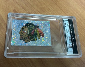 2022-23 Connor Bedard Pre-Rookie Topps NHL Sticker Foil Blackhawks Facsimile Autographed Prospect RC Rookie Graded Chicago Limited Edition