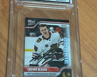 2023 Connor Bedard Rookie Topps Now Facsimile Autographed Prospect RC Rookie Rare Graded Chicago Limited Edition - Notches point in Debut #1
