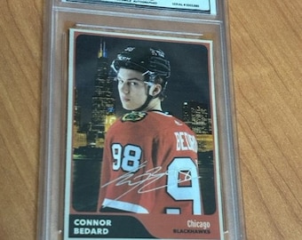 2023 Connor Bedard Facsimile Autographed Rookie Prospect RC ACEO Box Top Rare Graded Chicago