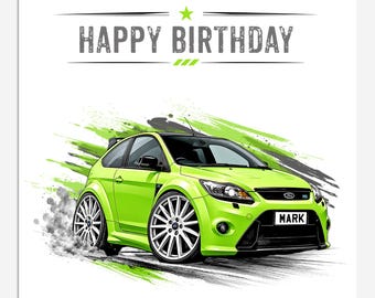Personalised Focus RS Inspired Birthday Card | Custom Reg Plate | Car Lover Gift for Son Daughter Brother Grandson