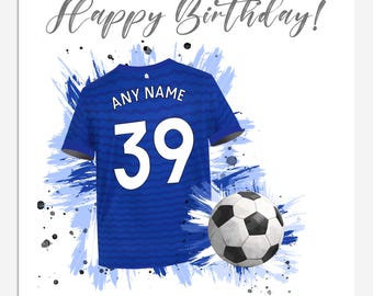 Everton Birthday Card, Personalised Name and Number, Dad, Son, Grandad, Daughter, Grandson