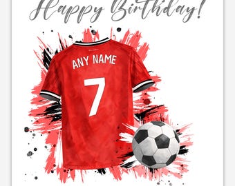 Personalised Manchester United Football Birthday Card – Man Utd Inspired Fan Gift