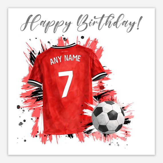 Personalised Manchester United Football Birthday Card – Man Utd Inspired Fan Gift