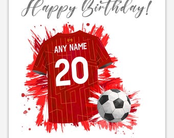 Liverpool Birthday Card, Personalised Name and Number, Dad, Son, Grandad, Daughter, Grandson