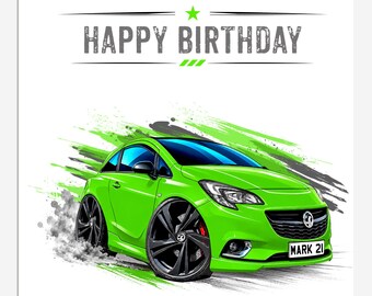 Personalised Corsa Inspired Birthday Card | Custom Reg Plate | Car Lover Gift for Son Daughter Brother Grandson