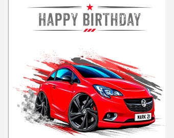 Personalised Corsa Inspired Birthday Card | Custom Reg Plate | Car Lover Gift for Son Daughter Brother Grandson