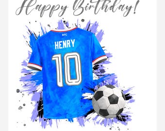 Personalised Football Card Suitable for Rangers Fans - Birthday or Father’s Day Card
