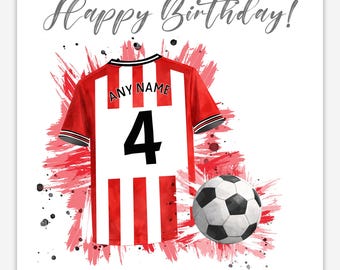 Tarjeta De Cumpleaños única Para Fanáticos Del Sunderland AFC | Black Cats Premier League | Hecha A Mano En Reino Unido