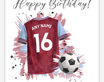 Inspired by West Ham Football Birthday Card Personalised – Hammers Fan Gift