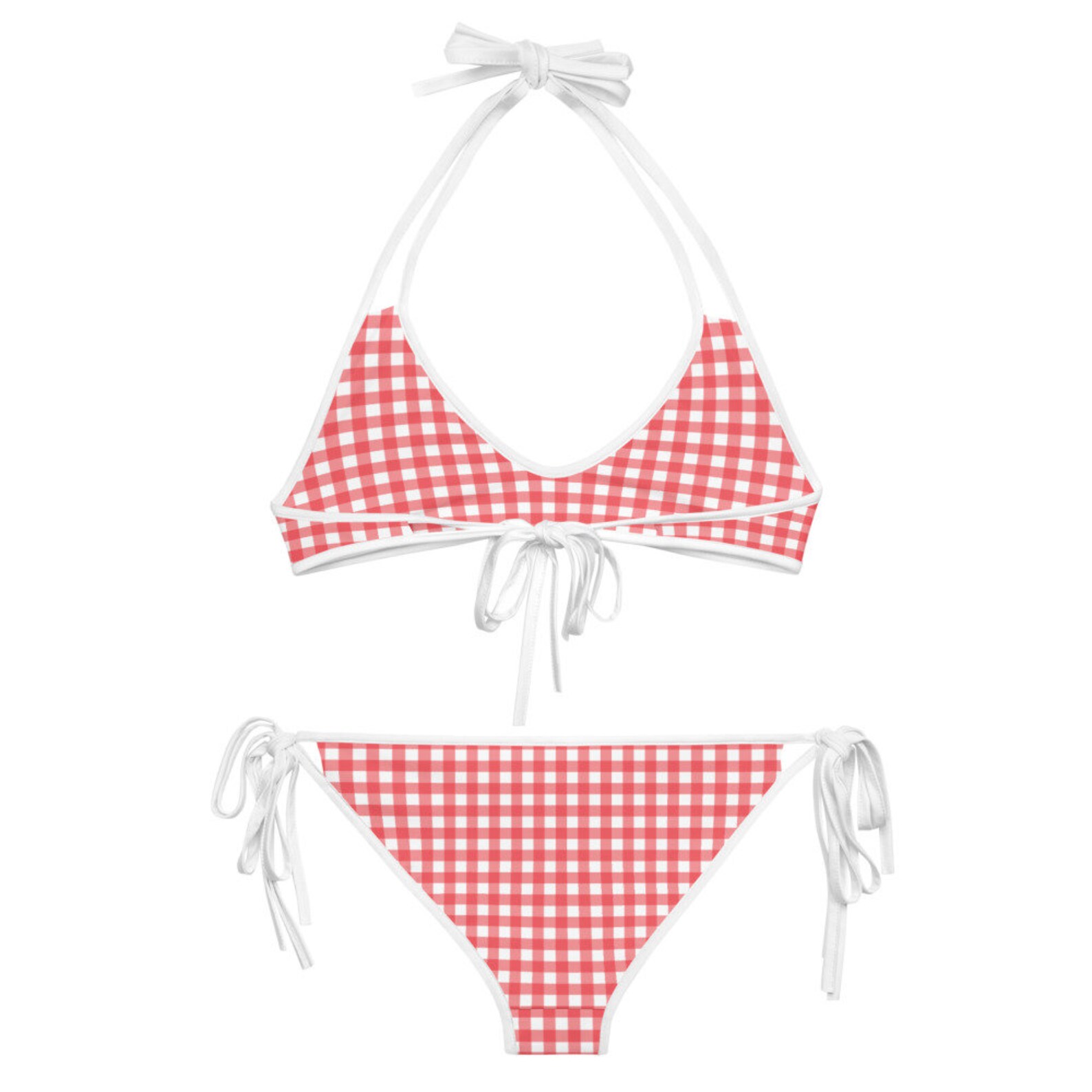 Red Gingham Women Bikini Set mère et fille allover print Etsy