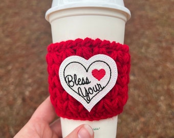 Bless Your Heart Coffee Cozy | Southern Saying Crochet Cup Sleeve