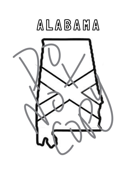ALABAMA Coloring Page Printable PDF | Etsy