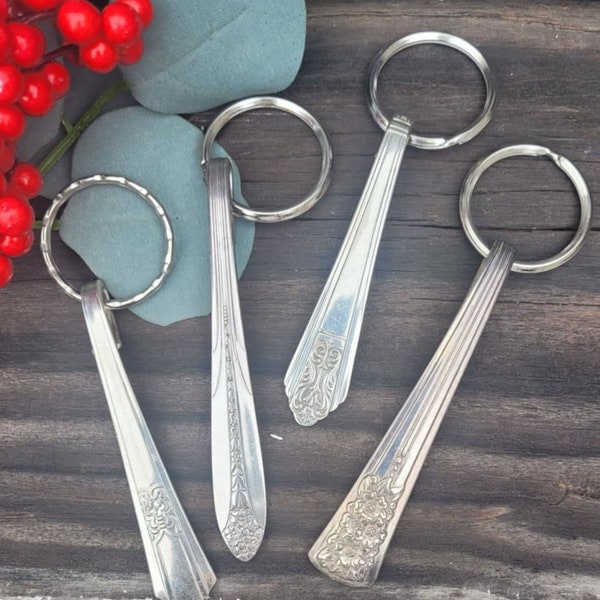 Upcycled Great gift idea Key Fob Key Ring Antique Silverplate Flatware Heavy Unique