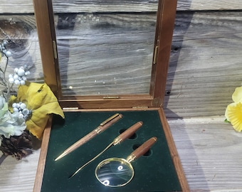 Desk Gift Set | Magnifying Glass Pen Letter Opener
