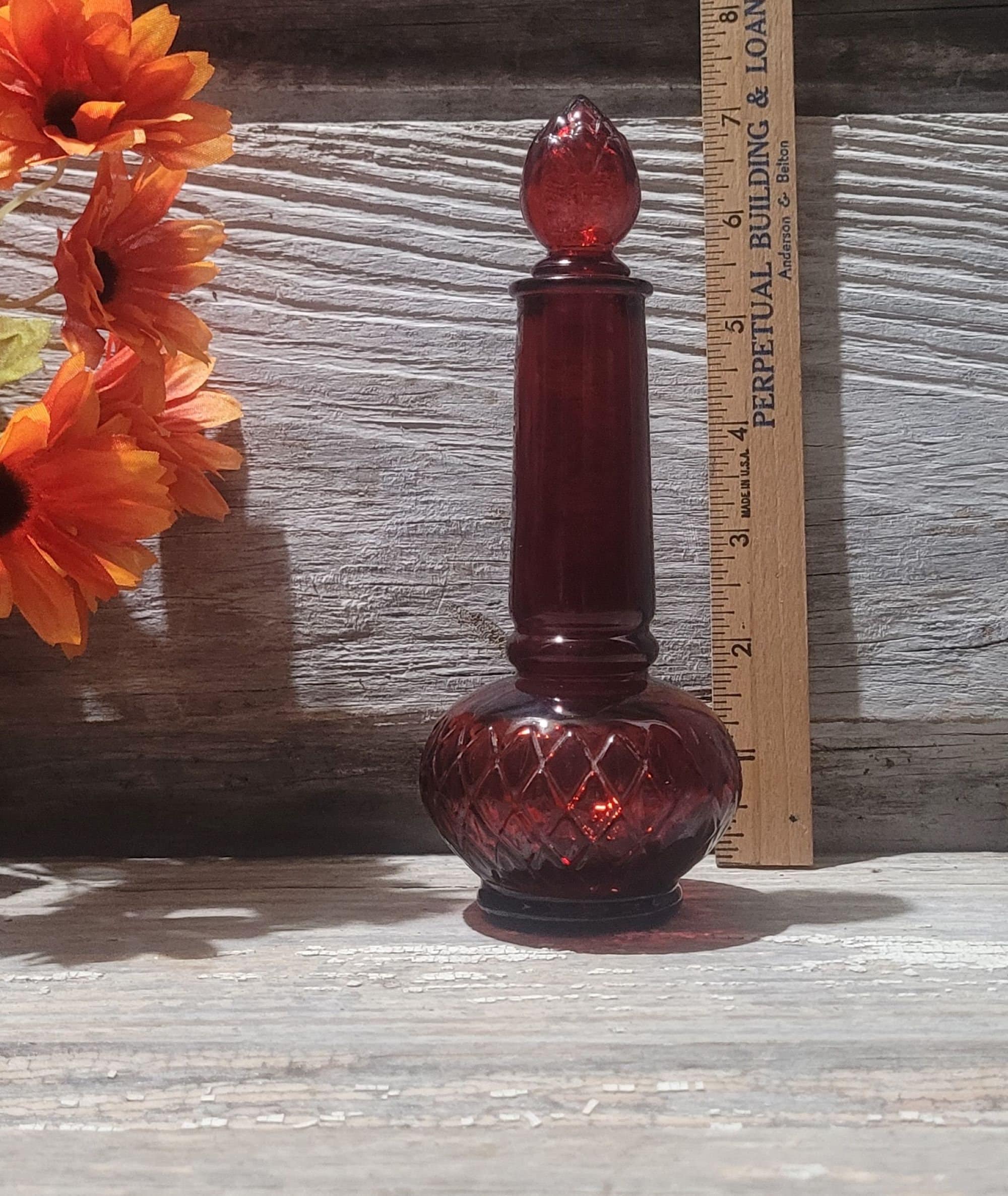 Collectible Avon Red Glass Container Somewhere Cologne Genie Etsy