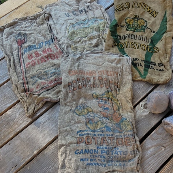 Vintage Burlap Potato Sacks all the way from Colorado | Treasure Hunt