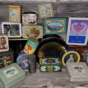 Vintage tea candy chocolate or cookie tins from Anderson SC Estate
