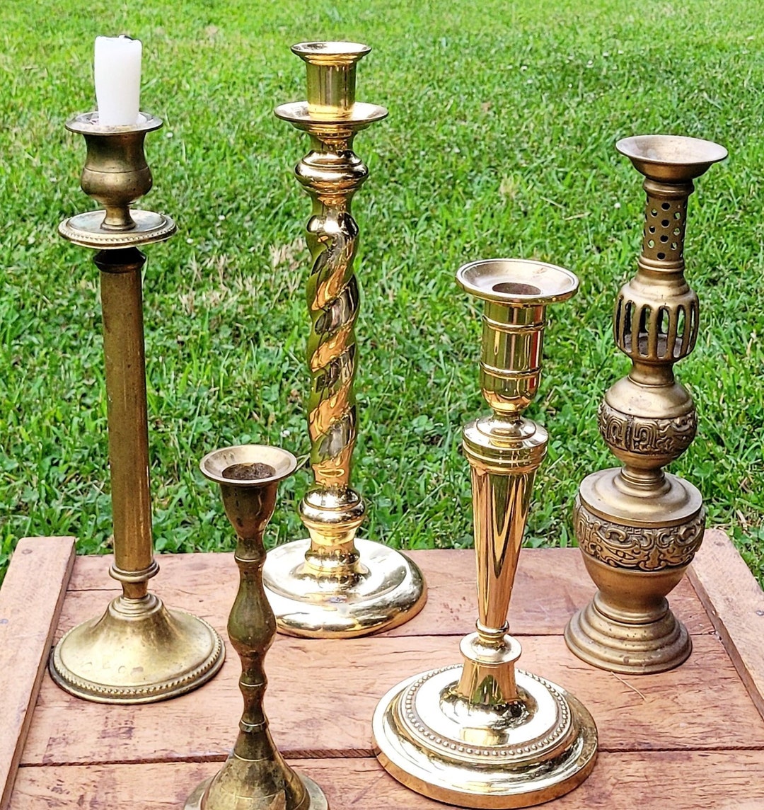 Vintage Brass Candlestick Holder Mix Match Wedding Decor Rustic