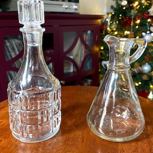 Aceitera y vinagrera de cristal vintage de los años 70 (fabricada en Francia)
