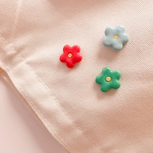 Flower Small Pins / Clay Flower Pins / Flower Market Design / pastel flower pins / Cute clay pins / funky art / kawaii design / gift for her image 1