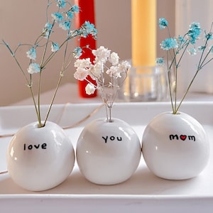 3er Set Love You Mom kleine Vasen / Einzigartiges Geschenk / Handgefertigte Vasen / Muttertagsgeschenk / Personalisiertes Geschenk / Valentinstag / Geburtstag / Weihnachten