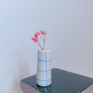 Handmade Striped Tiny Vase / Blue Tiny Vase / Lined Tiny Vase / Mini Gift / Cute Gift / Nordic / For different color please contact with me