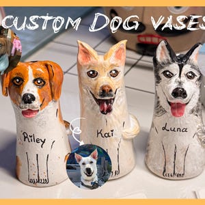 Jarrón de perro personalizado y divertido hecho a mano / Recuerdo de bigotes / Amantes de los perros / Memorial / Recuerdo de la pérdida de una mascota / Mini jarrón personalizado / Jarrón capullo / Peculiar