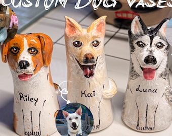 Handmade Funky Custom Dog Vase / Whiskers Keepsake / Dog Lovers / Memorial / Pet Loss Keepsake / Personalized Mini Vase / Bud Vase / quirky