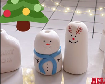 Christmas Tiny Vase / Mini Christmas Gift / Christmas Decoration / Deer Tiny Vase / Snowman Tiny Vase / Mini Flower Holder / Funky Decor