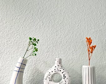 Mini jarrones abstractos pintados a mano, jarrones de cerámica modernos para flores, pequeños objetos decorativos.