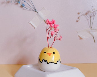 Cute Tiny Chick Vase / Handshaped & Handpainted Bud Vase / Art For Home / Funky Decor / perfectly imperfect pieces / cute baby chick gift