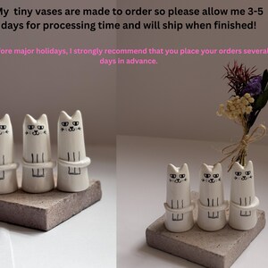 Cat Tiny Modern Vase / Tiny Mini Vase / Cat Lover Gift / Mini Bud Vase / Handmade Small Vase / Handpainted Vase / Dollhouse Miniatures /cute image 9