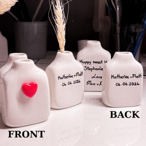 Personalized Tiny Vase / Custom Mini Vase / Heart Vase / Gift with Love / For wedding parties / small gift / custom decor / Cute Decor