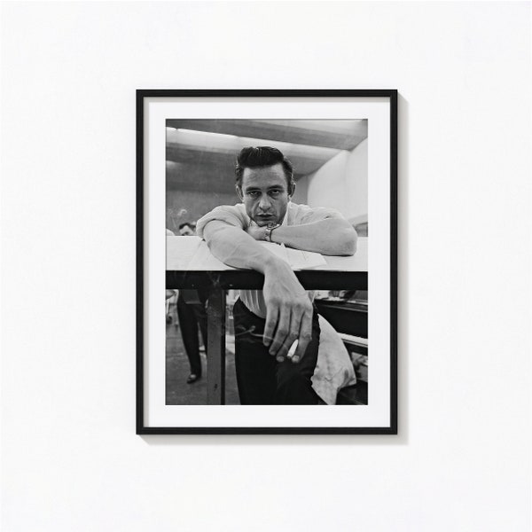 Johnny Cash Zigarette Poster, Musik schwarz weiß Wandkunst, Vintage Druck, Fotografie Drucke, Foto Kunstdruck in Museumsqualität