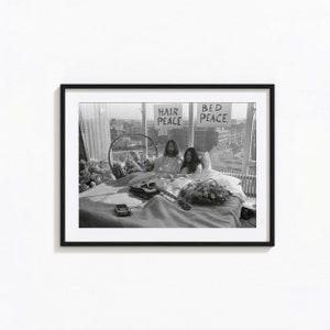 Bed Peace John Lennon and Yoko Ono Poster, War is Over Black and White Wall Art, Vintage Print, Photography Prints, Museum Quality Print