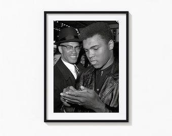 Muhammad Ali Print, Malcolm X Black and White Wall Art, Vintage Print, Photography Prints, Museum Quality Photo Art Print