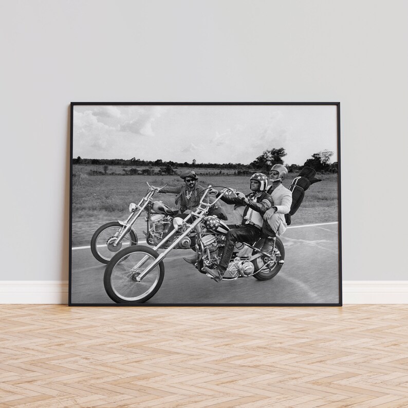 Easy Rider Print Vintage Motorcycle Poster Black and White Etsy