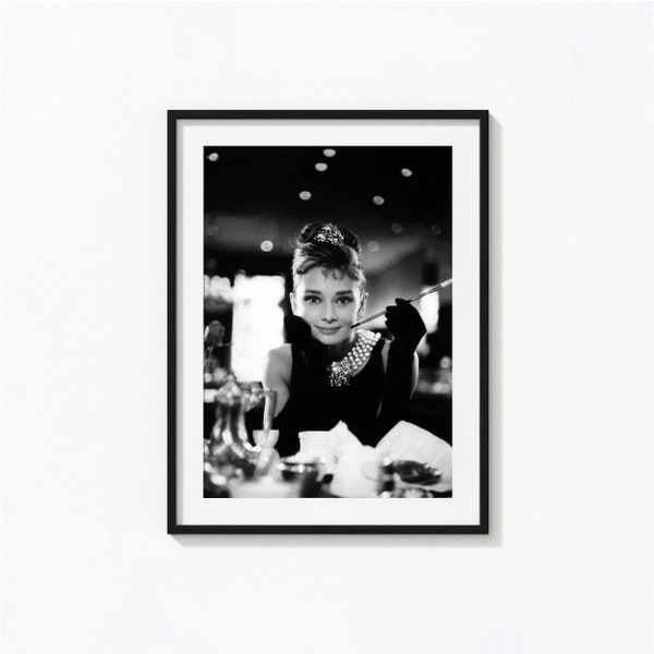 Audrey Hepburn Print, Breakfast at Tiffany's Poster, Black and White Wall Art, Vintage Print, Photography Prints, Museum Quality Photo Print