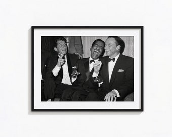 The Rat Pack Print Dean Martin, Sammy Davis, Frank Sinatra Black and White Wall Art, vintage Print, Photography Prints, Museum Quality Print